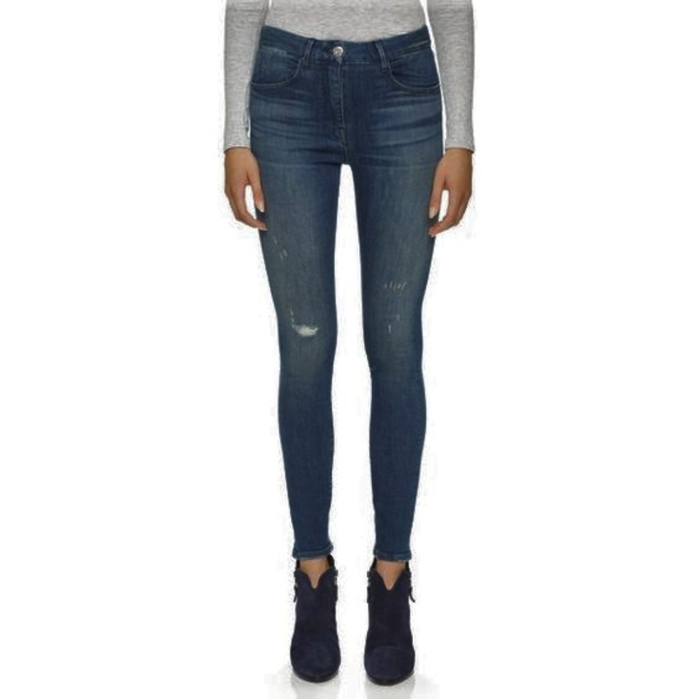 3X1 Delta Distressed High-Rise Chelsea Seam Skinny Jeans